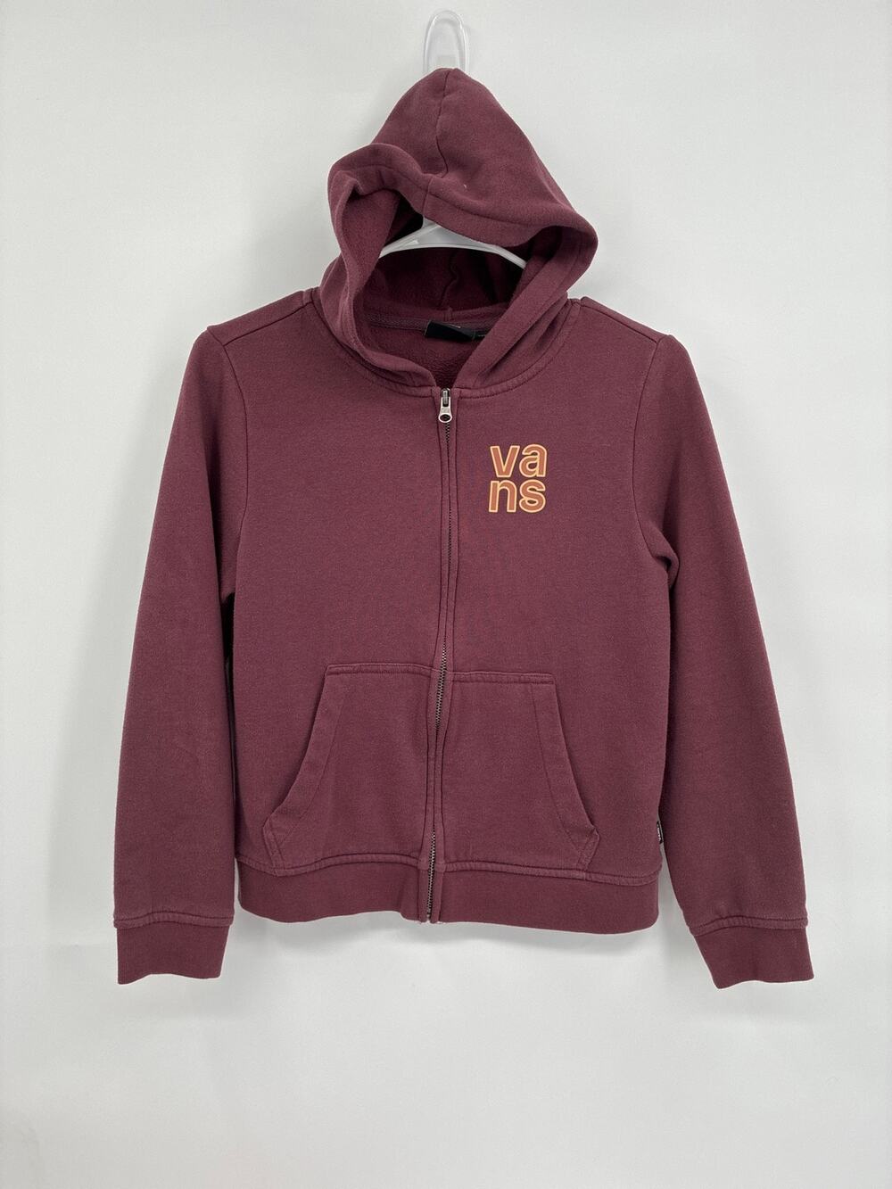 Vans Maroon Brown Full Zip Back Graphic Mountain Hoodie Sweatshirt Kids M